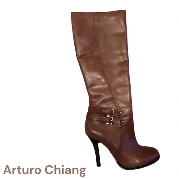 Arturo Chiang Chestnut Heeled Boots - Picture 2 of 11